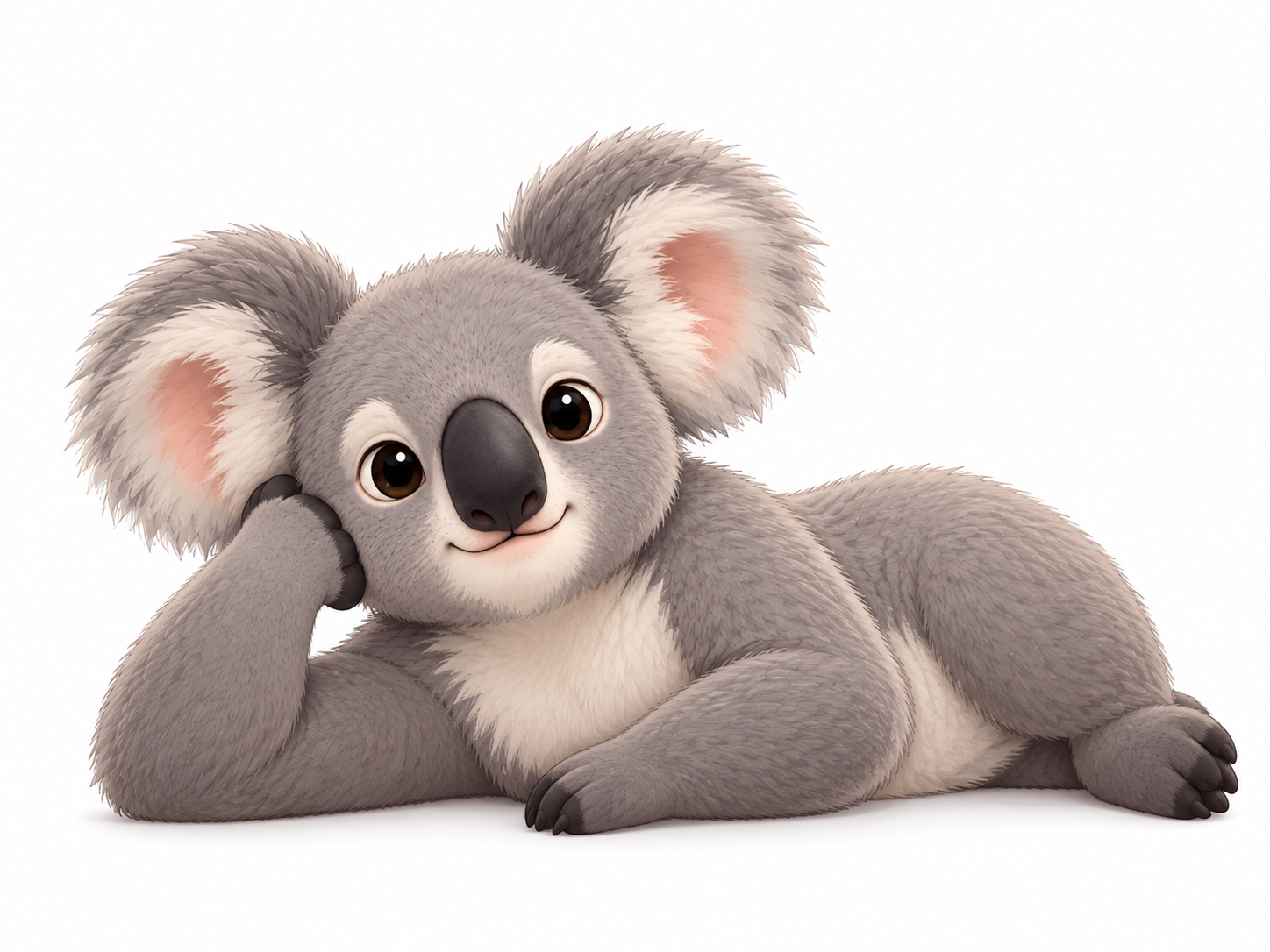 Koala reclining with his head resting on one paw